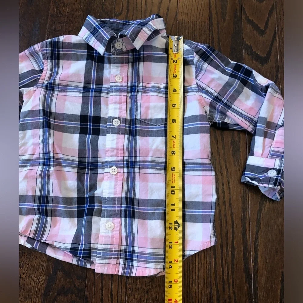 GYMBOREE Boys 2T Pink/White/Blue Plaid Long/Short Sleeved Button-Down Shirt EUC! - Picture 4 of 9